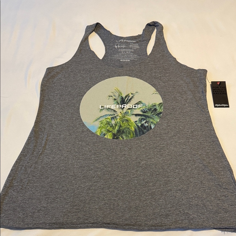 LifeProof Heather Gray Tank Top with Palm Design